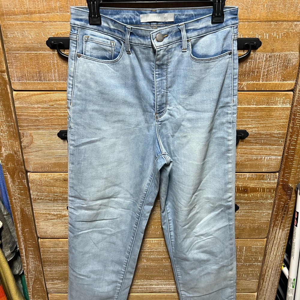 Athleta Blue Straight Jeans Vintage-Inspired Distressing